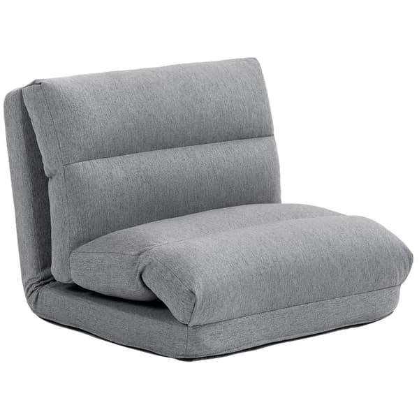 Rootz Floor Chair - Hvileseng Seng - Justerbart ryglæn - Stofbetræk - 70cm x 41cm x 56cm - Grå - Imiteret linned - Metalramme