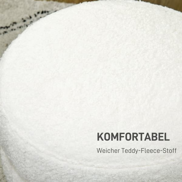 Rootz Ottoman skammel - Fodstøtte - Rund skammel - Tyk skumpolstring - Hudvenligt betræk - Cremehvid - 40 cm x 45 cm - Stålramme