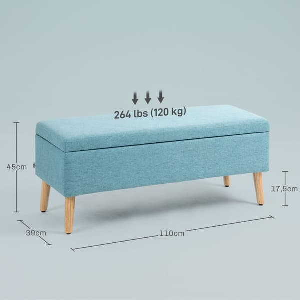 Rootz stoppad bänk - Sängbänk - Förvaringsbänk - Andningsbart tyg - Träben - 110cm x 39cm x 45cm