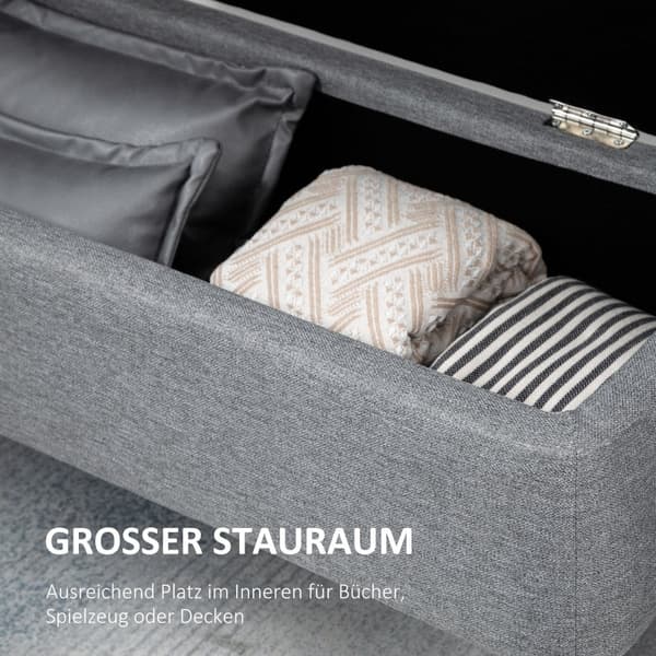 Rootz stoppad bänk med förvaring - Sängbänk - Linneliknande tyg - Snygg accent - 101 cm x 38,5 cm x 44,5 cm