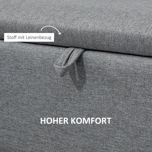 Rootz stoppad bänk med förvaring - Sängbänk - Linneliknande tyg - Snygg accent - 101 cm x 38,5 cm x 44,5 cm