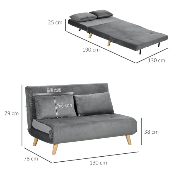 Rootz Velvet Sovesofa Stol - Sovestol - Hvilestol - Åndbart stof - 130cm x 78cm x 79cm - Grå