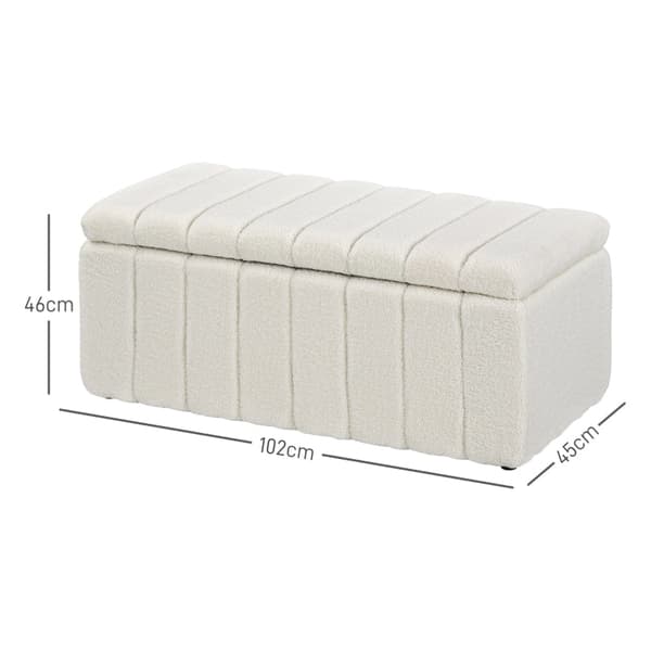Rootz stoppad bänk med förvaring - Sängbänk - Fönstersäte - Krämvit - Massiv träram - 102cm x 45cm x 46cm