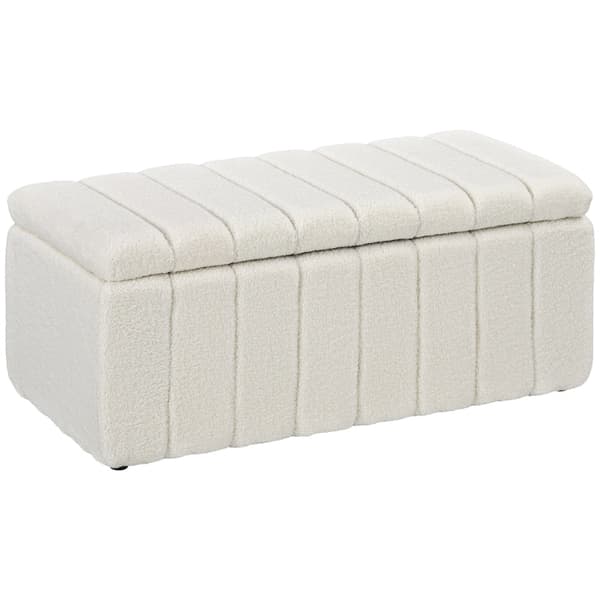 Rootz stoppad bänk med förvaring - Sängbänk - Fönstersäte - Krämvit - Massiv träram - 102cm x 45cm x 46cm