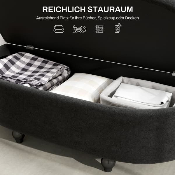 Rootz Velvet Opbevaringsbænk - Osmannisk - Polstret skammel - Tæt polstring - Sorte gummitræben - 120 cm x 46 cm x 42 cm