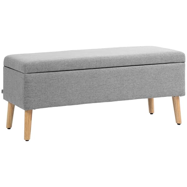 Rootz stoppad förvaringsbänk - Sängbänk - Osmansk bänk - Tyg i linnelook - 110 cm x 39 cm x 45 cm