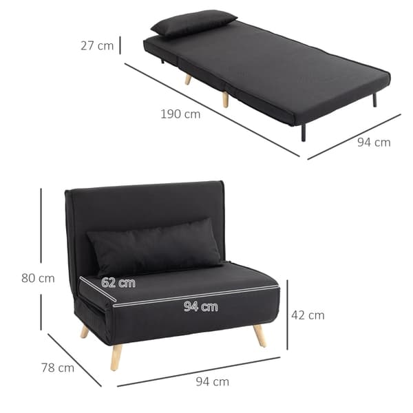 Rootz Bäddsoffa - Bäddbar soffa - Futon - Mjukt tyg - Flexibelt ryggstöd - 94cm x 78cm x 80cm - Krämvit - Enkel montering