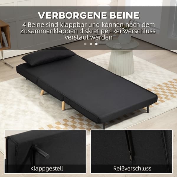 Rootz Bäddsoffa - Bäddbar soffa - Futon - Mjukt tyg - Flexibelt ryggstöd - 94cm x 78cm x 80cm - Krämvit - Enkel montering