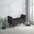 Pikkukuva 2 / 10: Rootz Velvet Penkki - Tummanharmaa - Säilytyspenkki - Vintage Design - Kapenevat kultaiset jalat - Hengittävä polyesteri - 107cm x 42cm x 65cm