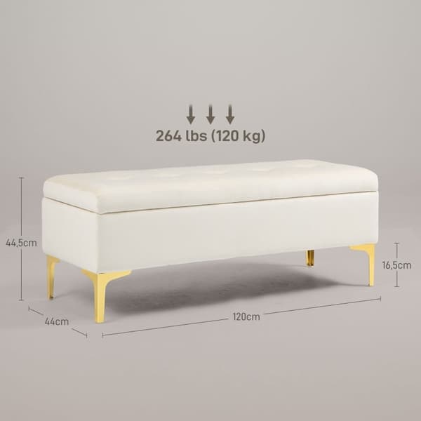 Rootz-pehmustettu säilytyspenkki - Sängynpenkki - Ikkunapenkki - Samettimainen viimeistely - 120cm x 44cm x 44,5cm
