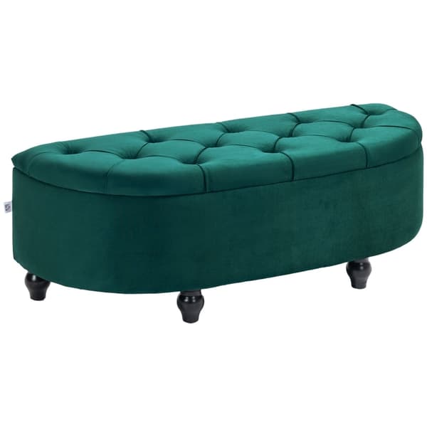 Rootz Velvet -säilytyspenkki - Tummanvihreä penkki - Pehmustettu penkki - Peittojärjestäjä - 120cm x 46cm x 42cm
