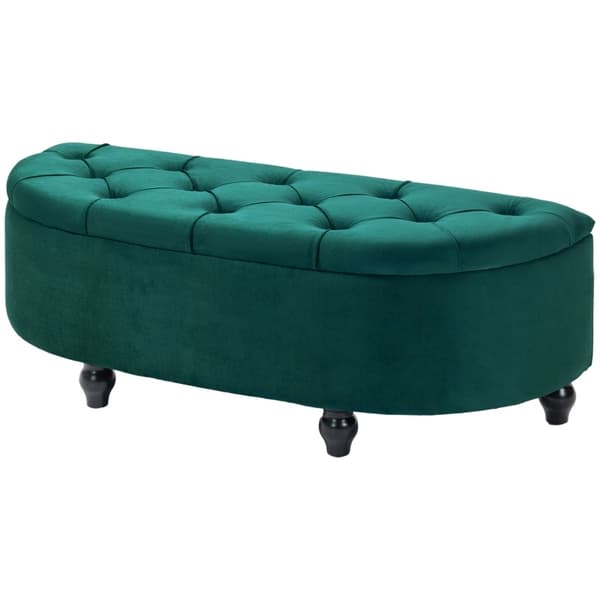 Rootz Velvet -säilytyspenkki - Tummanvihreä penkki - Pehmustettu penkki - Peittojärjestäjä - 120cm x 46cm x 42cm