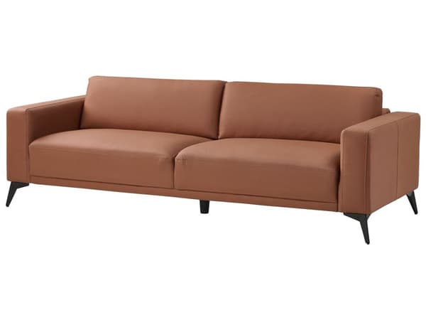 Soffa 3-sits Brun Konstläder Justerbar Ryggstöd Höjd Modern