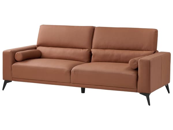 Soffa 3-sits Brun Konstläder Justerbar Ryggstöd Höjd Modern