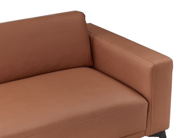 Soffa 3-sits Brun Konstläder Justerbar Ryggstöd Höjd Modern