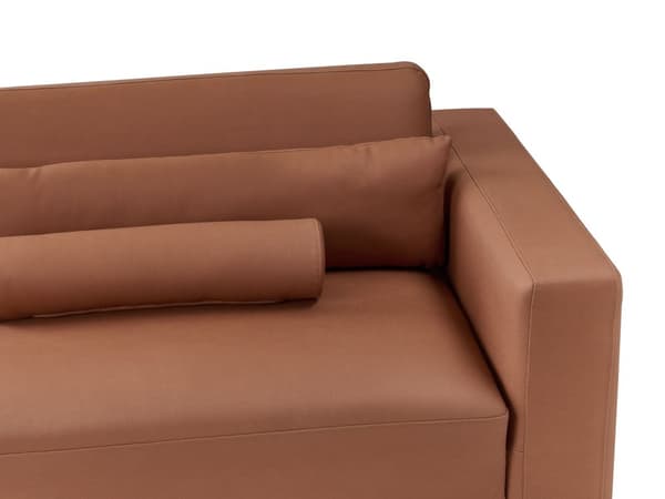 Soffa 3-sits Brun Konstläder Justerbar Ryggstöd Höjd Modern