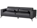 Miniatyrbild 5 av 11: Soffa 3-sits Svart Konstläder Justerbar Ryggstöd Höjd Modern
