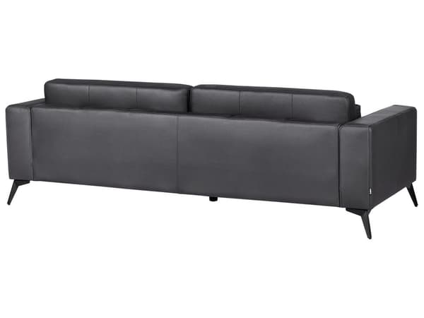Soffa 3-sits Svart Konstläder Justerbar Ryggstöd Höjd Modern
