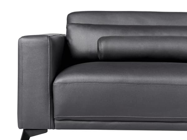 Soffa 3-sits Svart Konstläder Justerbar Ryggstöd Höjd Modern