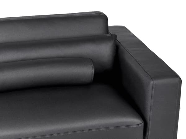 Soffa 3-sits Svart Konstläder Justerbar Ryggstöd Höjd Modern