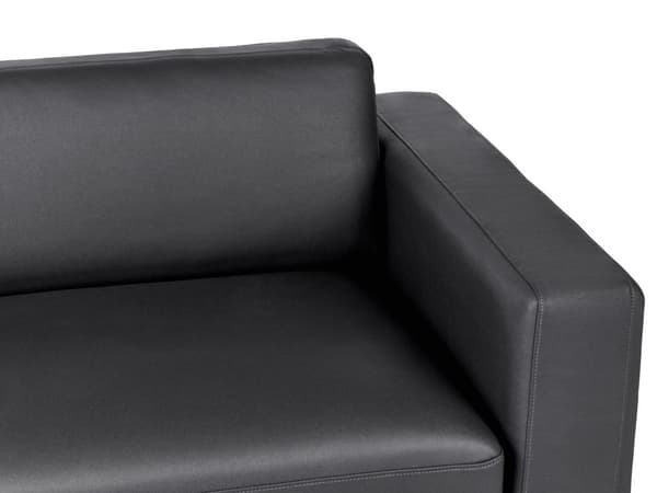 Soffa 3-sits Svart Konstläder Justerbar Ryggstöd Höjd Modern