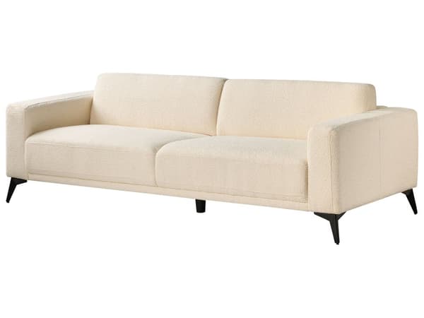 Sofa Off-white Bouclé 3-seter Ryggstøtte med justerbar høyde Ekstra puter Metallben Moderne design Stue