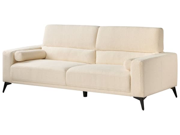 Sofa Off-white Bouclé 3-seter Ryggstøtte med justerbar høyde Ekstra puter Metallben Moderne design Stue