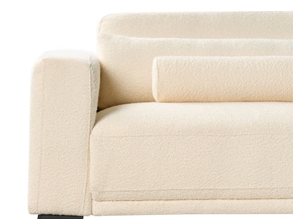 Sofa Off-white Bouclé 3-seter Ryggstøtte med justerbar høyde Ekstra puter Metallben Moderne design Stue