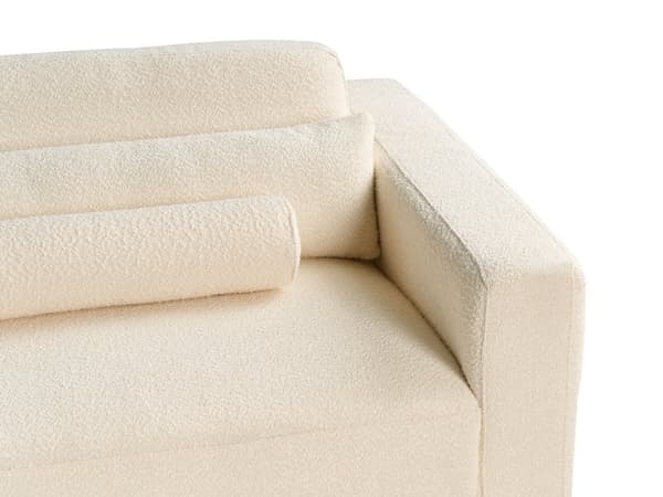 Sofa Off-white Bouclé 3-seter Ryggstøtte med justerbar høyde Ekstra puter Metallben Moderne design Stue