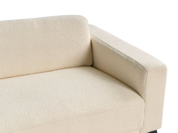 Sofa Off-white Bouclé 3-seter Ryggstøtte med justerbar høyde Ekstra puter Metallben Moderne design Stue