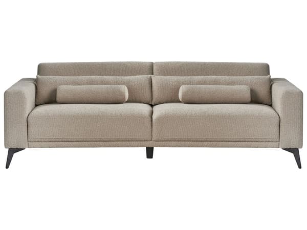 Sofa Taupe Bouclé 3-seter Ryggstøtte med justerbar høyde Ekstra puter Metallben Moderne design Stue