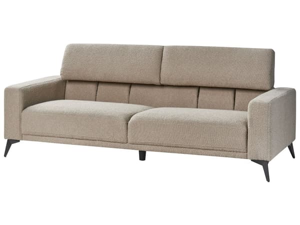 Sofa Taupe Bouclé 3-seter Ryggstøtte med justerbar høyde Ekstra puter Metallben Moderne design Stue