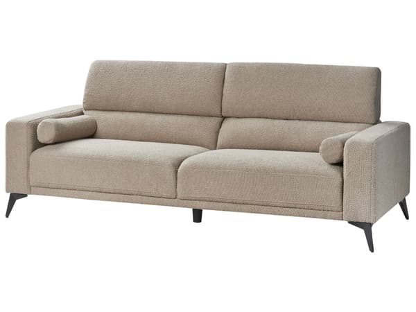 Sofa Taupe Bouclé 3-seter Ryggstøtte med justerbar høyde Ekstra puter Metallben Moderne design Stue