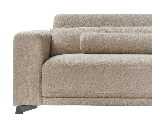 Sofa Taupe Bouclé 3-seter Ryggstøtte med justerbar høyde Ekstra puter Metallben Moderne design Stue