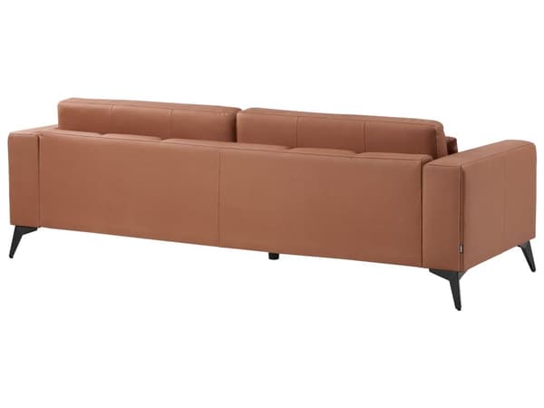 Sofa Brun Imitert skinn 3-seter Ryggstøtte med justerbar høyde Ekstra puter Metallben Moderne design Stue