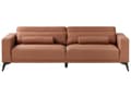Miniatyrbilde 1 av 11: Sofa Brun Imitert skinn 3-seter Ryggstøtte med justerbar høyde Ekstra puter Metallben Moderne design Stue