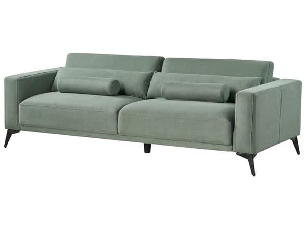 Sofa Grønn Stoff 3-seter Ryggstøtte med justerbar høyde Ekstra puter Metallben Moderne design Stue
