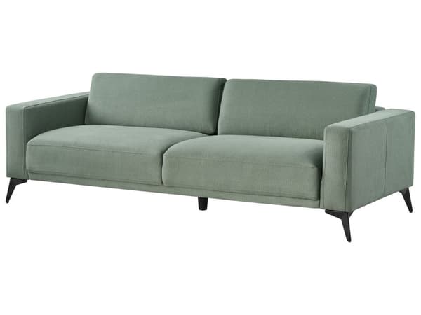 Sofa Grønn Stoff 3-seter Ryggstøtte med justerbar høyde Ekstra puter Metallben Moderne design Stue