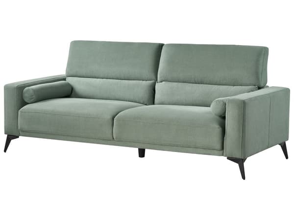 Sofa Grønn Stoff 3-seter Ryggstøtte med justerbar høyde Ekstra puter Metallben Moderne design Stue