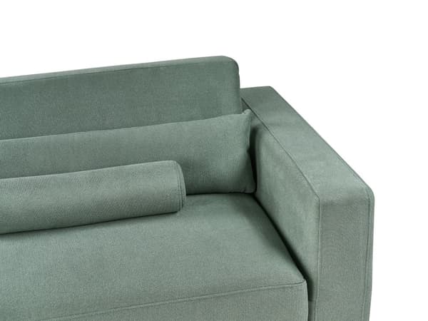 Sofa Grønn Stoff 3-seter Ryggstøtte med justerbar høyde Ekstra puter Metallben Moderne design Stue