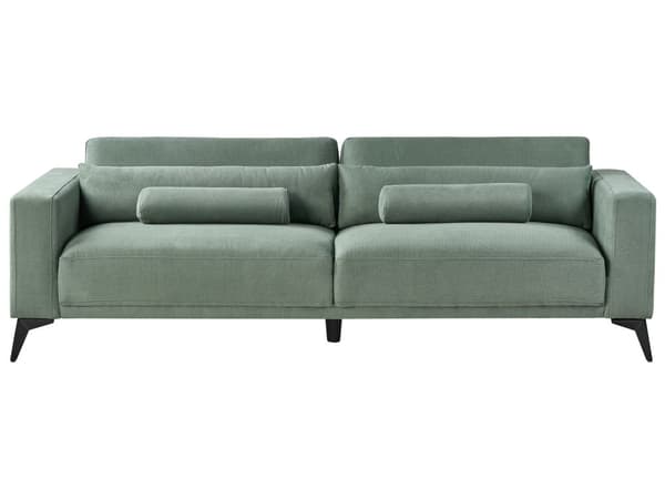 Sofa Grønn Stoff 3-seter Ryggstøtte med justerbar høyde Ekstra puter Metallben Moderne design Stue