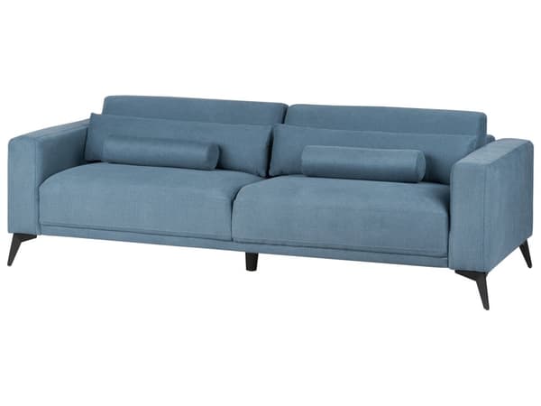 3-personers sofa i blåt polyesterstof med justerbar ryglænshøjde i moderne stil i stuen