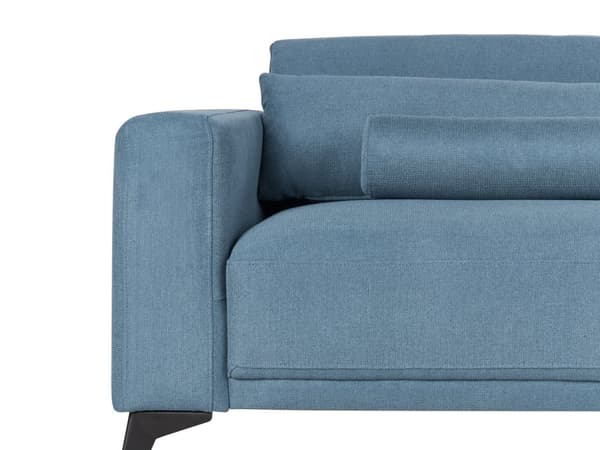 3-personers sofa i blåt polyesterstof med justerbar ryglænshøjde i moderne stil i stuen