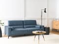 Miniatyrbillede 2 af 11: 3-personers sofa i blåt polyesterstof med justerbar ryglænshøjde i moderne stil i stuen