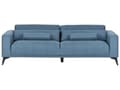 Miniatyrbillede 1 af 11: 3-personers sofa i blåt polyesterstof med justerbar ryglænshøjde i moderne stil i stuen