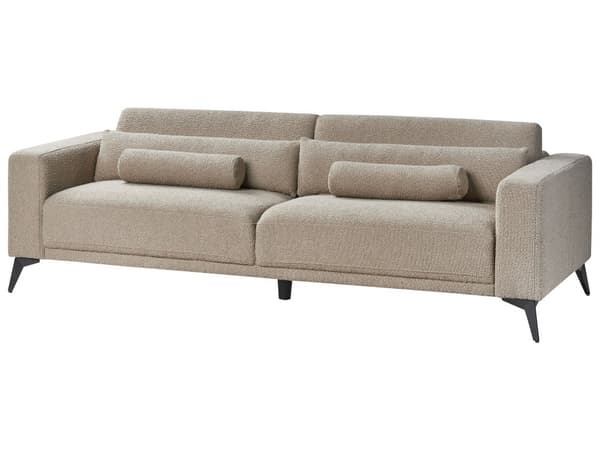 3-personers sofa taupe boucle med justerbar ryglænshøjde moderne stil stue værelse opholdsrum