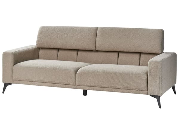 3-personers sofa taupe boucle med justerbar ryglænshøjde moderne stil stue værelse opholdsrum