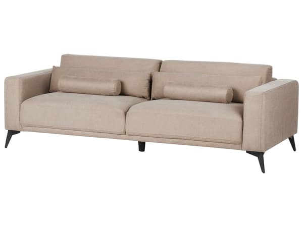 3-personers sofa i taupe polyesterstof med justerbar ryglænshøjde i moderne stil i stuen