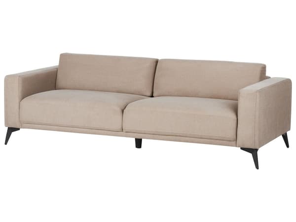 3-personers sofa i taupe polyesterstof med justerbar ryglænshøjde i moderne stil i stuen