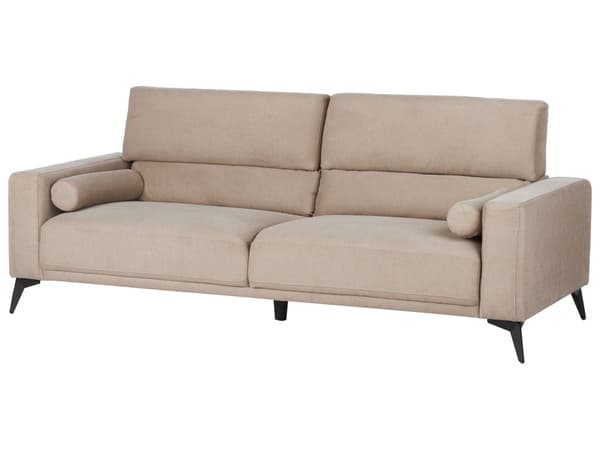 3-personers sofa i taupe polyesterstof med justerbar ryglænshøjde i moderne stil i stuen